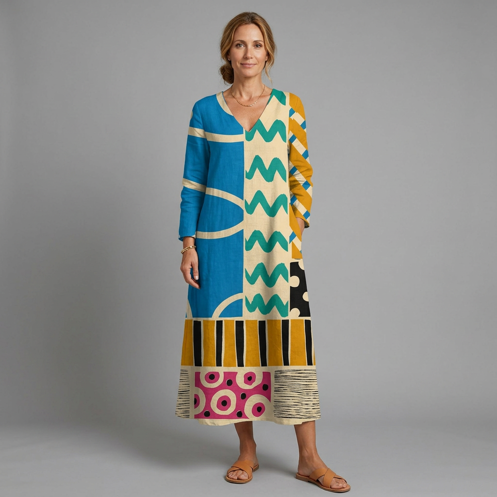 Isabel | Vestido relajado estampado multicolor