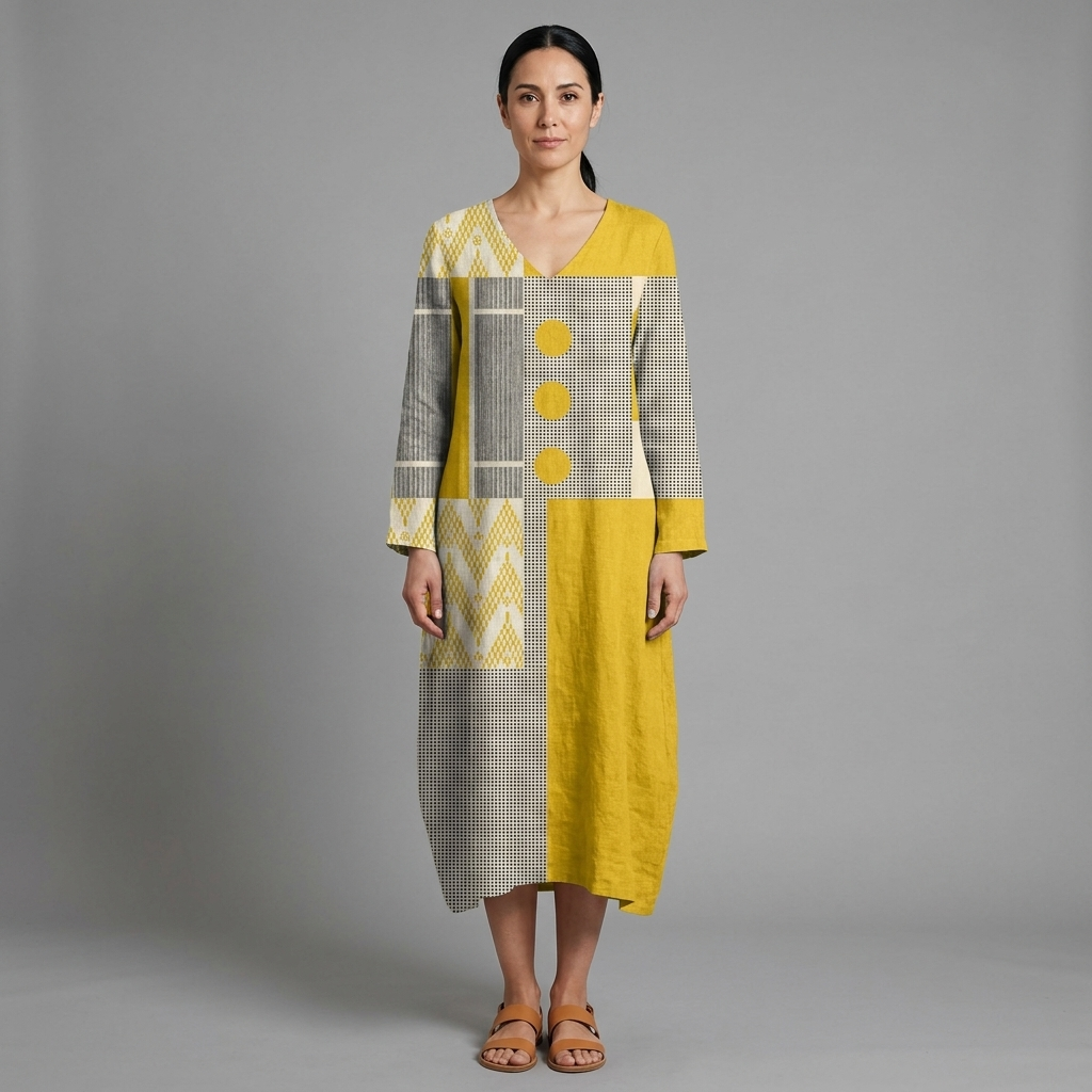 Camila | Vestido de lino holgado multicolor