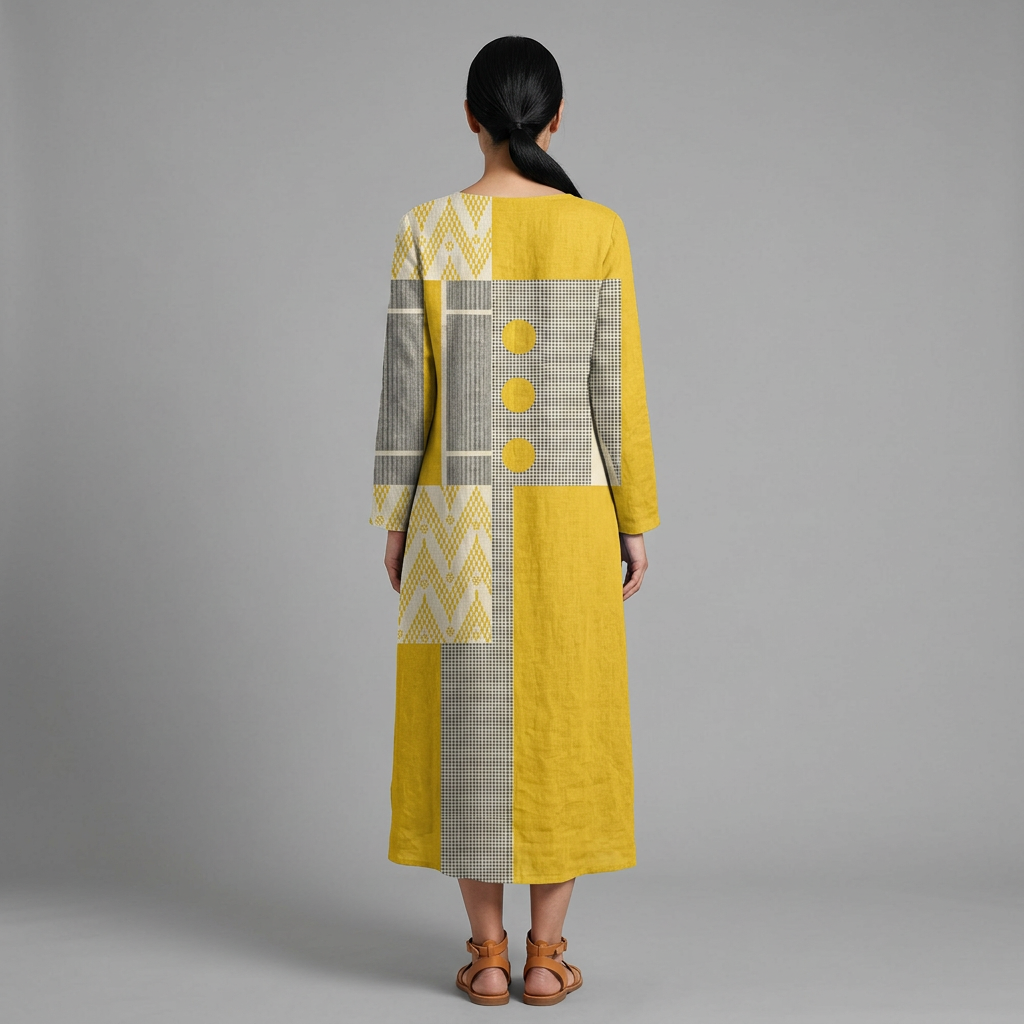 Camila | Vestido de lino holgado multicolor