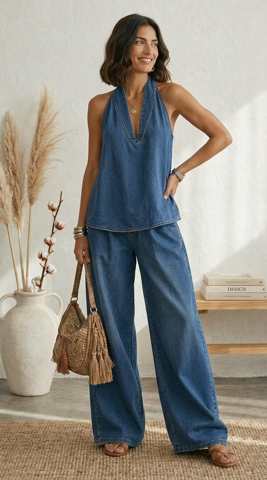 Ariadna | Conjunto Azul Verano Pernera Fluida