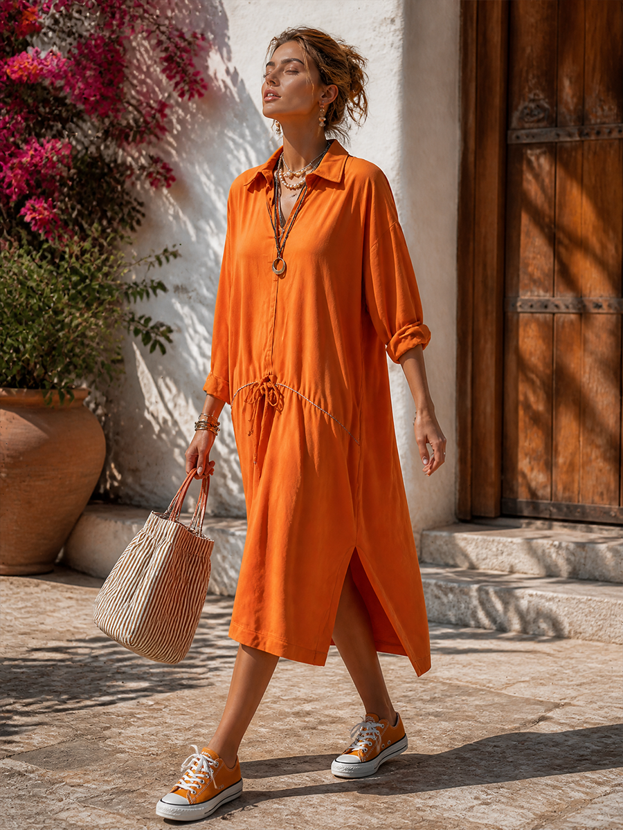 Low-Waist Casual Collared Chalecoido midi