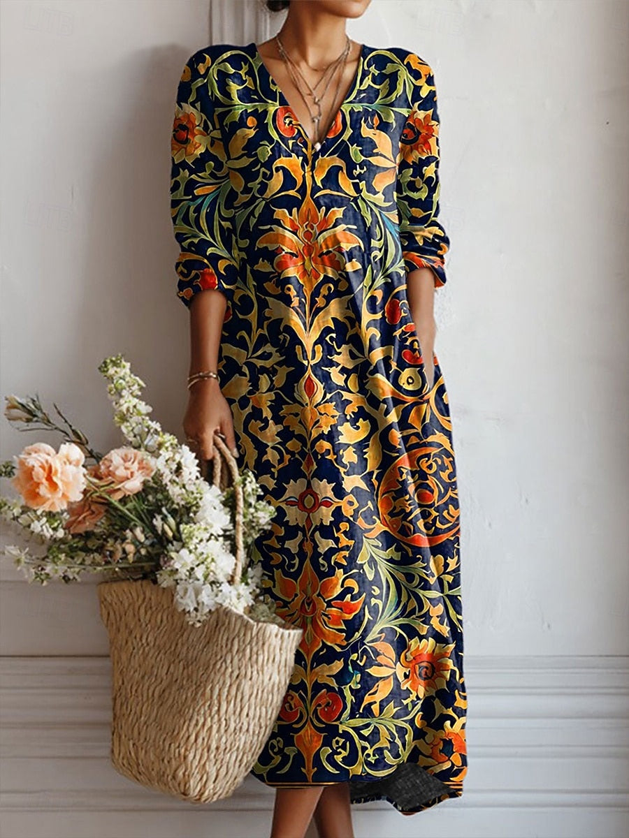 Cristina | Vestido multicolor, relajado y elegante