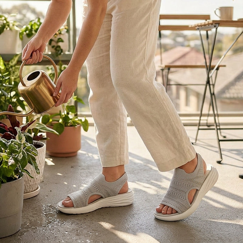 Sara | Sandalias de plataforma transpirables de punto para mujer