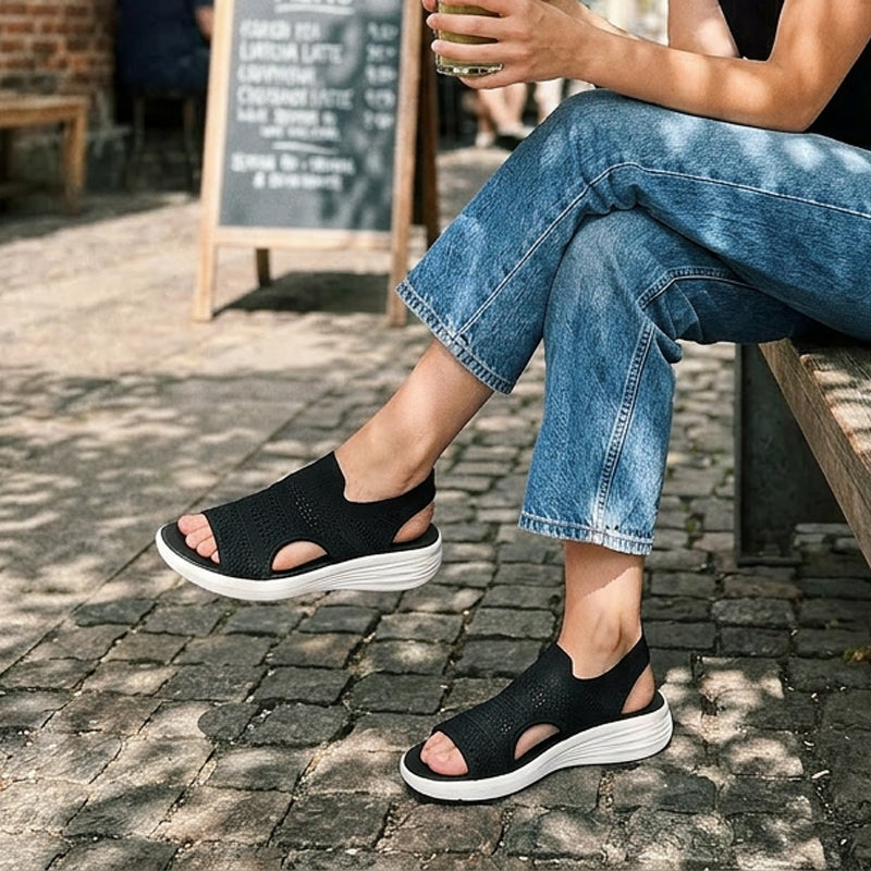 Sara | Sandalias de plataforma transpirables de punto para mujer