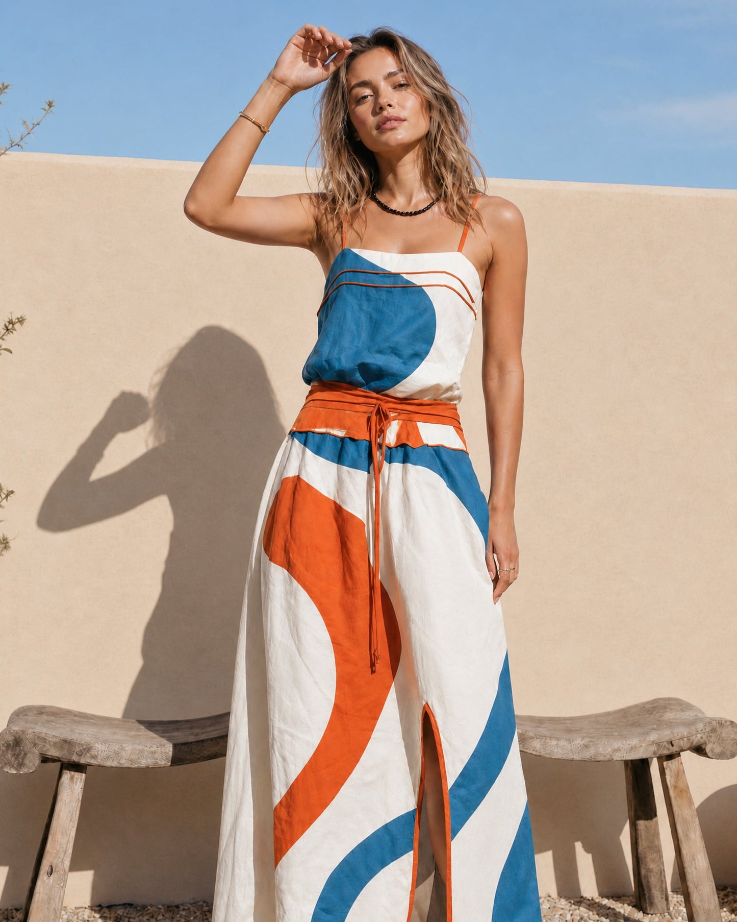 Casual Printed Woven Sin mangas Chalecoido maxi With Tirantes finos